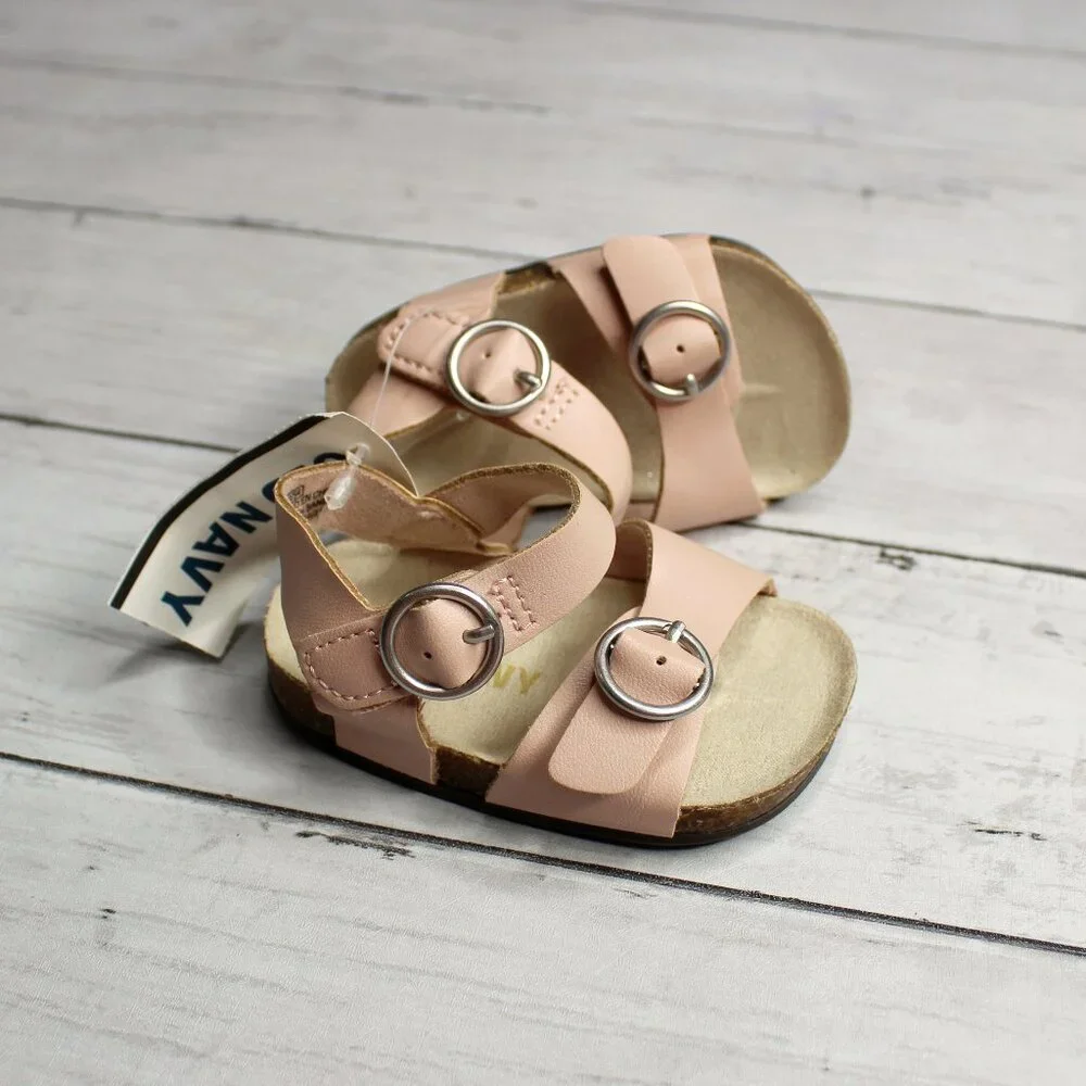 Old Navy Baby Girl's Pink Cork Sandals Infant 0-3 Months Size 1